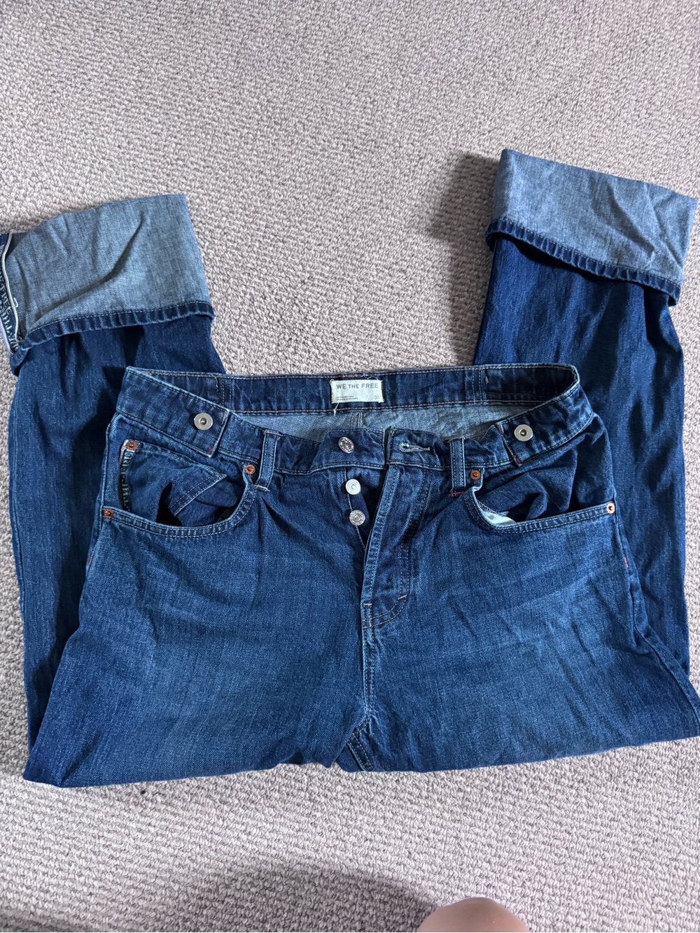 Free People Dark Blue Straight Leg Jeans